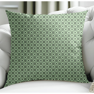 Modern Floral Small Plaid Pattern Light Green Cushion