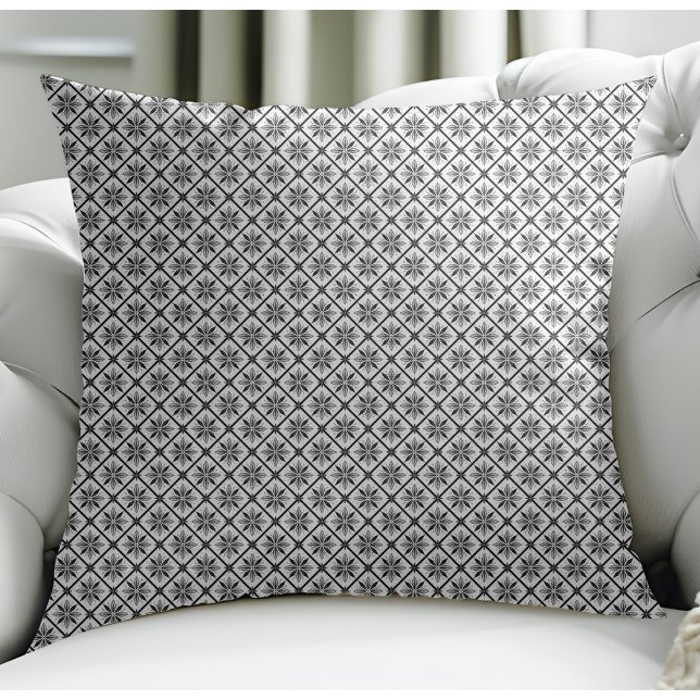 Modern Floral Small Plaid Pattern White Cushion (Creator Uploaded)