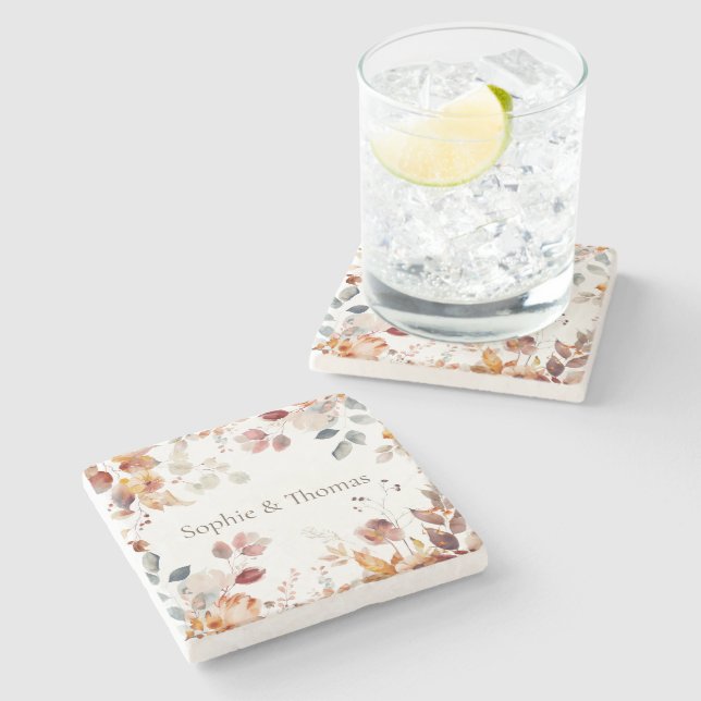 Modern Floral Stone Coaster (Side)