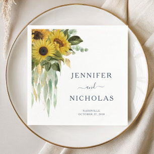 Modern Floral Sunflower Wedding Napkin