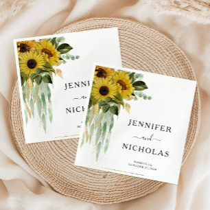 Modern Floral Sunflower Wedding  Napkin