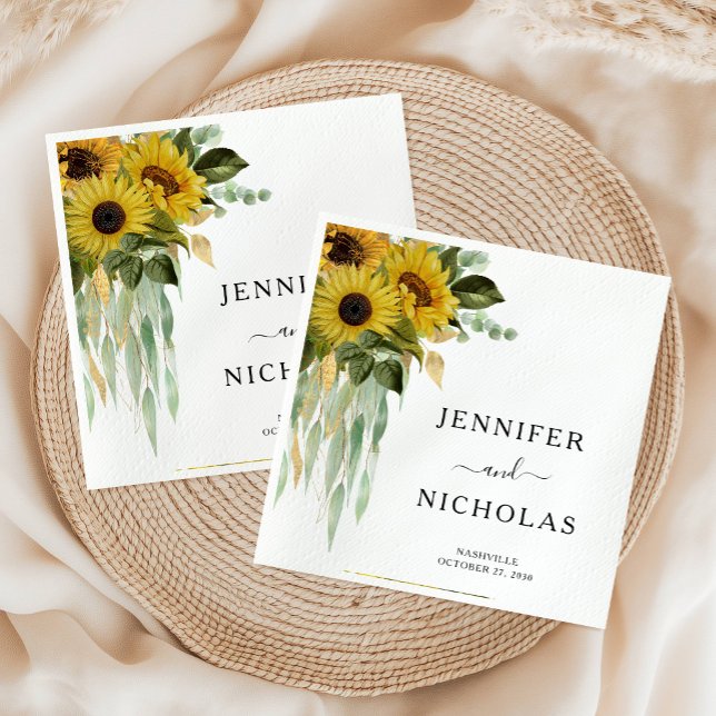 Modern Floral Sunflower Wedding  Napkin (Modern Floral Sunflower Wedding Napkins)