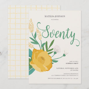 Modern Floral Surprise 70th Birthday Party Invitation
