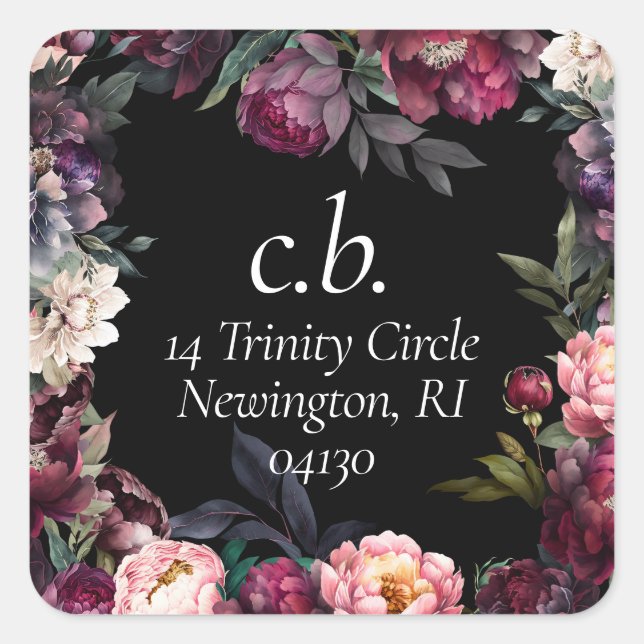  Modern Floral Sweet Peonies Return Address Labels (Front)