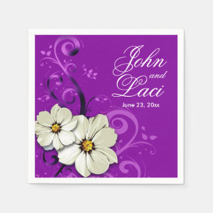Modern Floral Swirling Curlicues purple Napkin