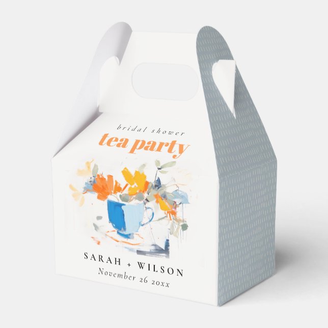 Modern Floral Tea Cup Bridal Shower Tea Party  Favour Box (Front Side)