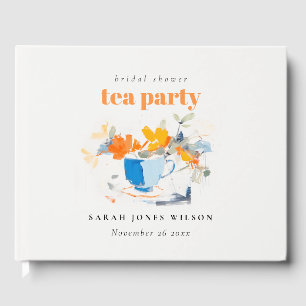 Modern Floral Tea Cup Bridal Shower Tea Party  Guest Book