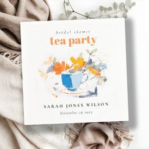 Modern Floral Tea Cup Bridal Shower Tea Party  Napkin