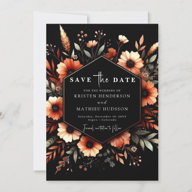 Modern Floral Terracotta Wedding Save The Date (Front)