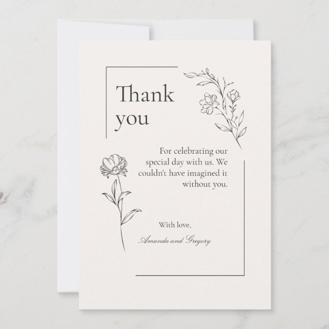 Modern Floral Thank You Card (Front)