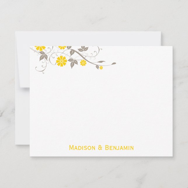 Modern Floral Thank You Note - Mustard Note Card (Front)