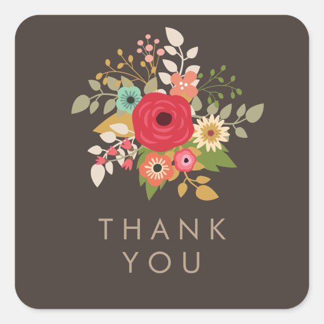 MODERN FLORAL THANK YOU STICKERS (Front)