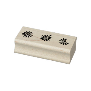 Modern Floral Three Daisies Motif Rubber Stamp