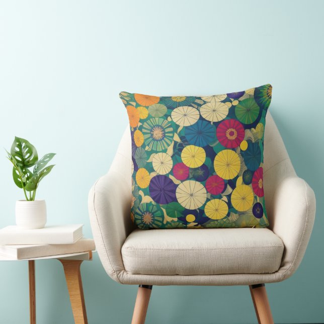Modern Floral Throw Pillow (Chair)