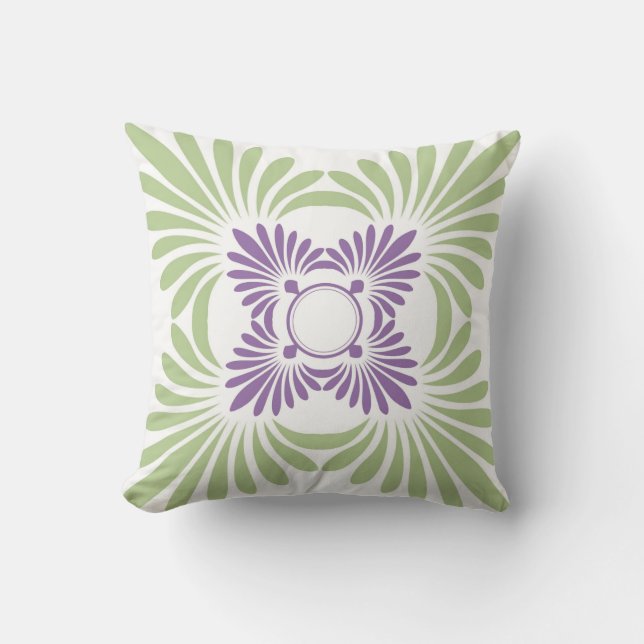 Modern Floral Throw Pillows:Purple Green Cushion (Front)