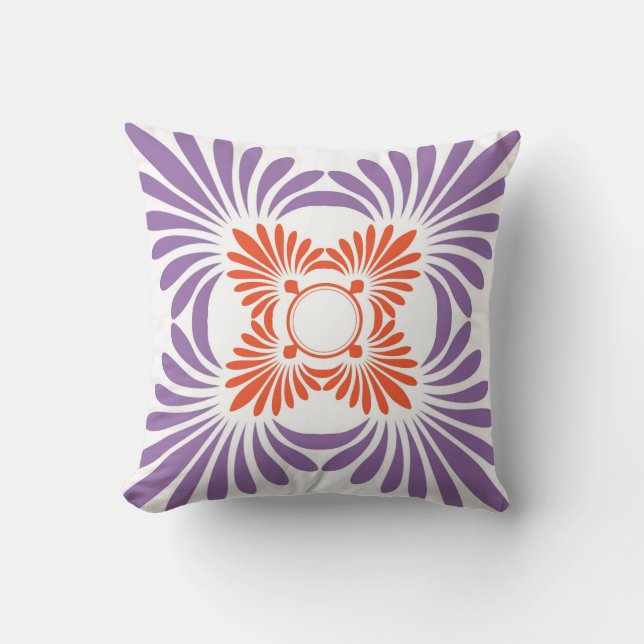Modern  Floral Throw Pillows:Purple Red Cushion (Front)