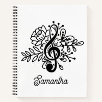 Modern Floral Treble Clef Music Lovers