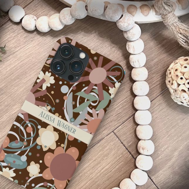 Modern Floral Trendy Customise Name Fun Case-Mate iPhone Case (Creator Uploaded)