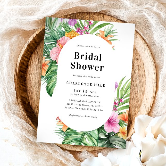 Modern Floral Tropical Bridal Shower Invitation (Creator Uploaded)
