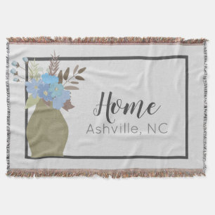 Modern Floral Vase Add Your Home Details Throw Blanket