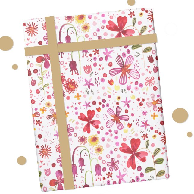 Modern Floral Watercolor Art Wrapping Paper (Modern floral watercolor art wrapping paper roll)