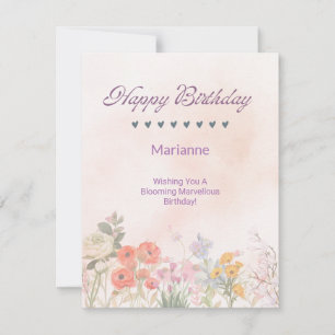 Modern Floral Watercolor Birthday Card