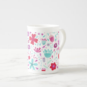 Modern Floral Watercolor Bone China Mug