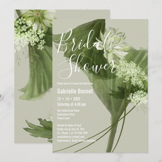Modern Floral Watercolor Botanical | Champagne Invitation (Front/Back)