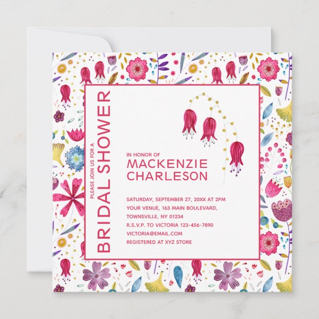 Modern Floral Watercolor Bridal Shower Invitation (Front)
