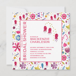 Modern Floral Watercolor Bridal Shower Invitation