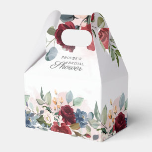 Modern Floral Watercolor Burgundy Bridal Shower Favour Box