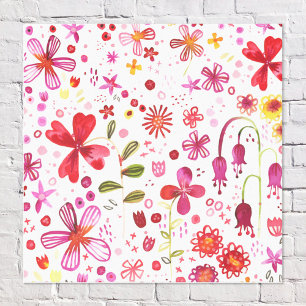 Modern Floral Watercolor Canvas Print