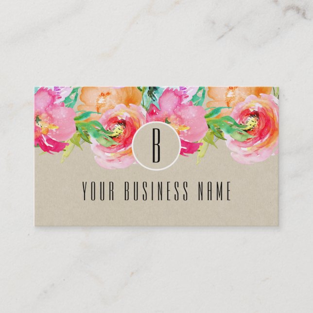 Modern Floral Watercolor Customer Loyalty Card (Front)