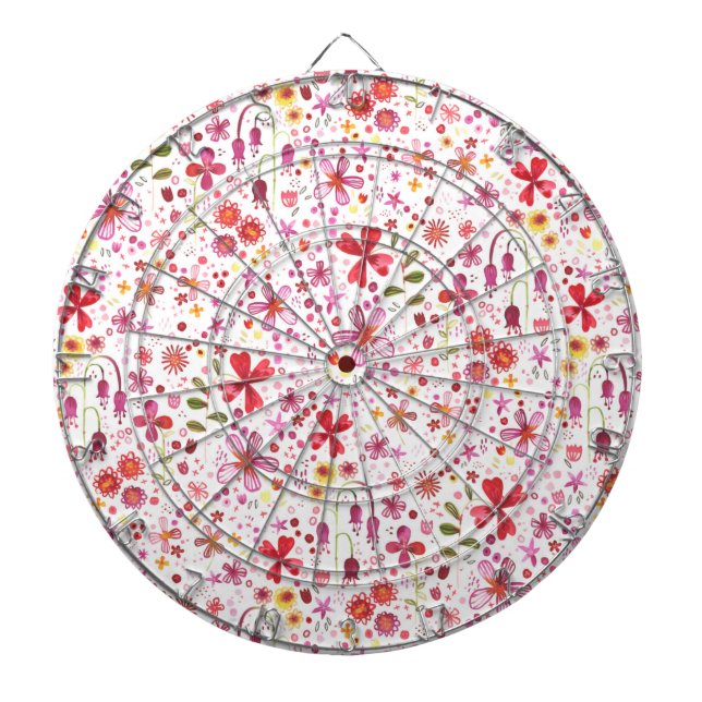 Modern Floral Watercolor Dartboard (Front)