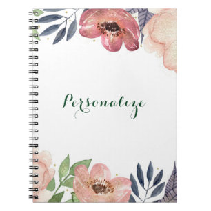 Modern Floral Watercolor Elegant Chic Custom Notebook