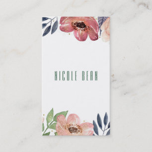 Modern Floral Watercolor Elegant Chic Flowers Business Card