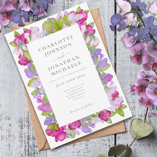Modern Floral Watercolor Elegant Wedding Invitation