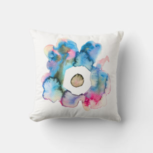 Modern floral watercolor hand drawn flower cushion