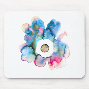 Modern floral watercolor hand drawn flower mouse mat