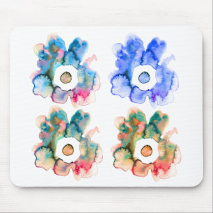 Modern floral watercolor hand drawn flower mouse p mouse mat