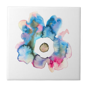 Modern floral watercolor hand drawn flower tile