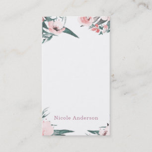 Modern Floral Watercolor Minimal Elegant Chic Business Card