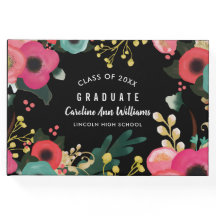 Modern Floral Watercolor Painting Graduation 
