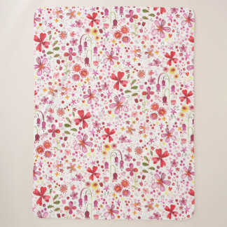 Modern Floral Watercolor Sherpa Blanket