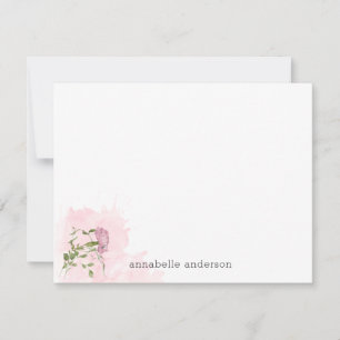 Modern Floral Watercolor Splash Fuchsia Pink Peony Card
