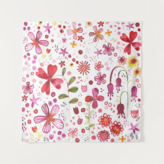 Modern Floral Watercolor Tapestry
