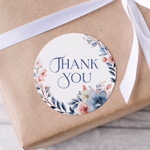 Modern Floral Watercolor Thank You Sticker
