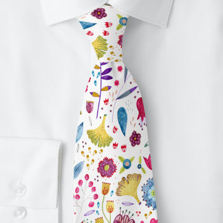 Modern Floral Watercolor Tie