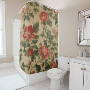 Modern Floral Watercolor Vintage Collection Shower Curtain