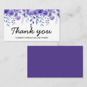 Modern Floral Watercolor Violet Thank you Card